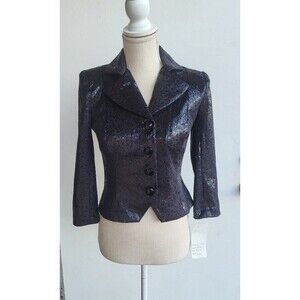 Vintage Janine of London made in italy women's metallic black vest size S/P